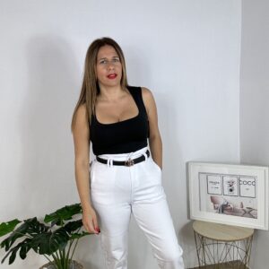 Pantalón vaquero Momfit white